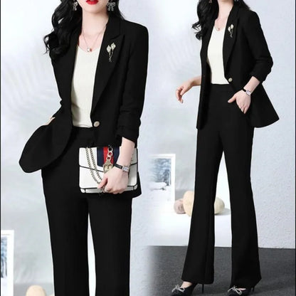 2025 Spring and Autumn New Fashion Blazer Coat Trousers Two Piece Women's Elegant Casual Suit Jacket Pants Set Female Clothing