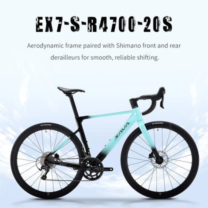 SAVA EX7-S 2026 Adult Road Bike, Aluminum Frame, TIAGRA R4700 20-Speed Drivetrain, 700C Adults Bicycle