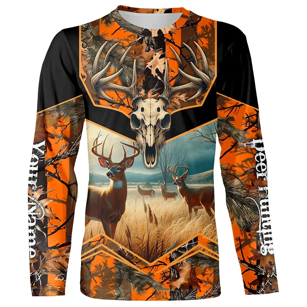 Men's 3D Wild Boar Camo Hunting T-Shirt – Long Sleeve Streetwear Tee