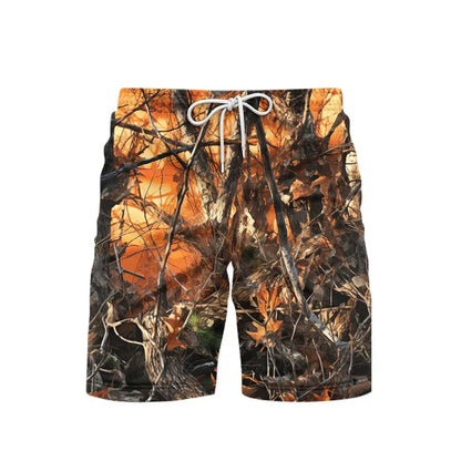 Men's Camo Tree Print Beach Shorts – Breathable Casual Outdoor Shorts 2025