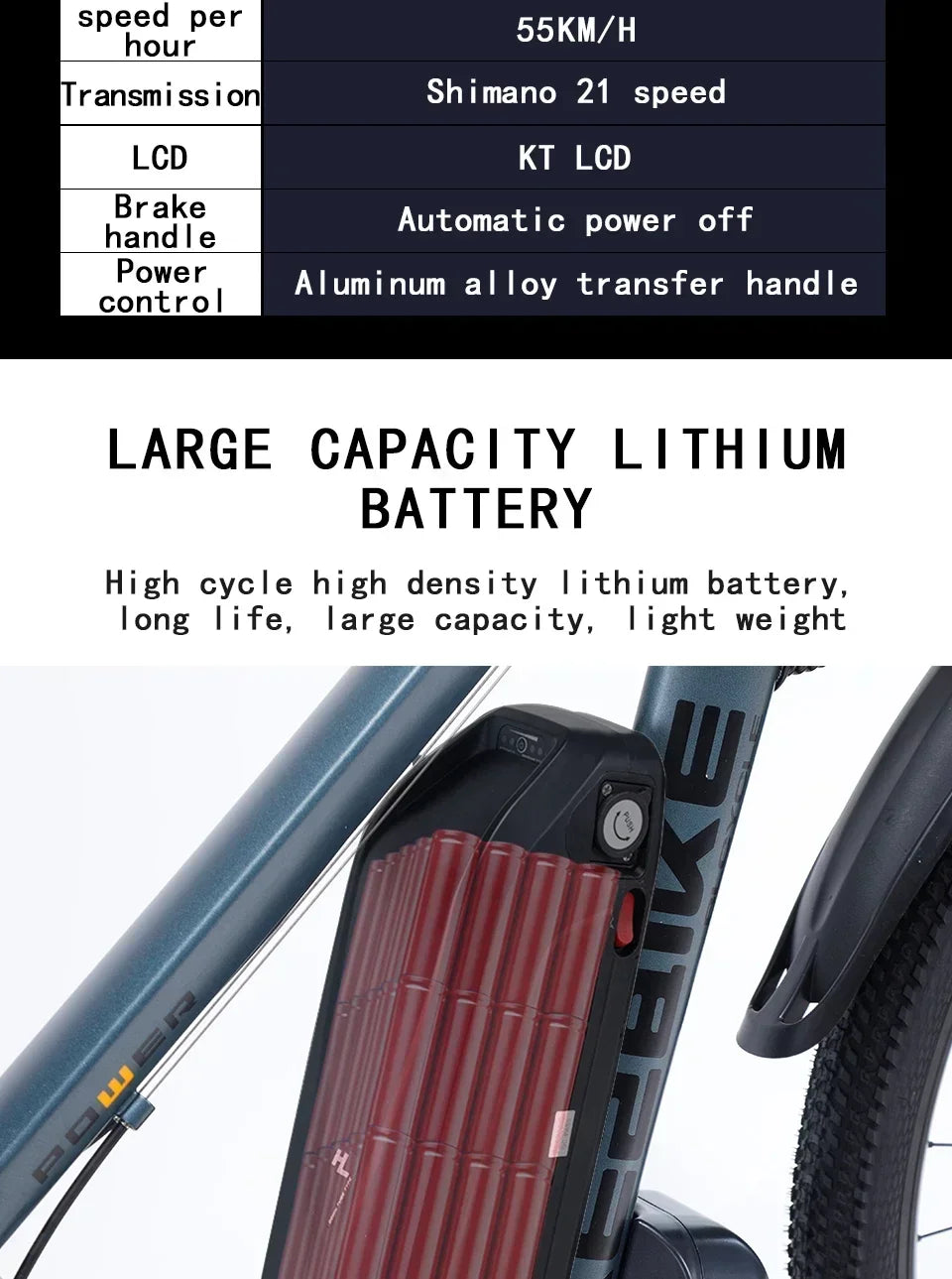 Ebike AKEZ 1000W CityElectricBike Detachable 13Ah Battery Electric Bike 60 Mile Range Dual Disc Brake Alloy Electric Bike