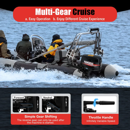 4-Stroke 6.5HP Outboard Motor 123CC, Gasoline Engine with with CDI Ignition & Water-cooling System for Inflatable Fishing Boat