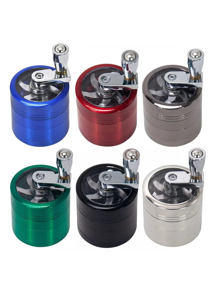 4-Layer Herb & Spice Grinder – 40mm Zinc Alloy Manual Hand Crank Mill