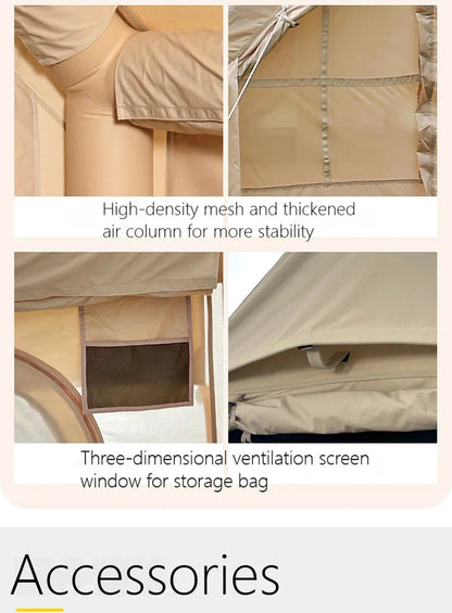 7.5㎡ Quick Setup Large Inflatable Tent with Pump Windproof 420D Oxford Fabric Instant Air Tent for Camping Beach Party Garden
