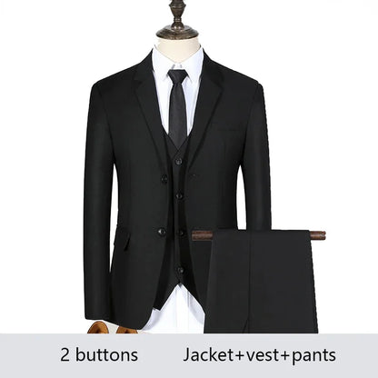 High Quality Men Suits 3 Pieces Elegant Blazer 2 Sets Luxury Wedding Business Vest Pants Coats 2023 Formal Jackets