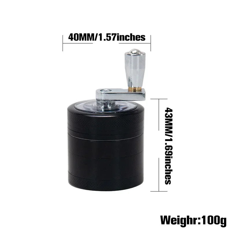 4-Layer Herb & Spice Grinder – 40mm Zinc Alloy Manual Hand Crank Mill