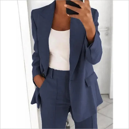 2024 S-5XL Women's Blazer Casual Long-sleeved Top Solid Color Suit Collar Button Simple Temperament Commuter Plus Size Blazer