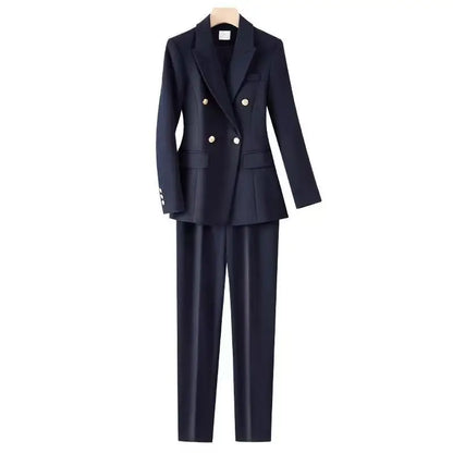 Black Career Suit Set for Women Spring Autumn 2025 New Style Student Uniform Long Sleeve Polyester Fiber Workwear Pants