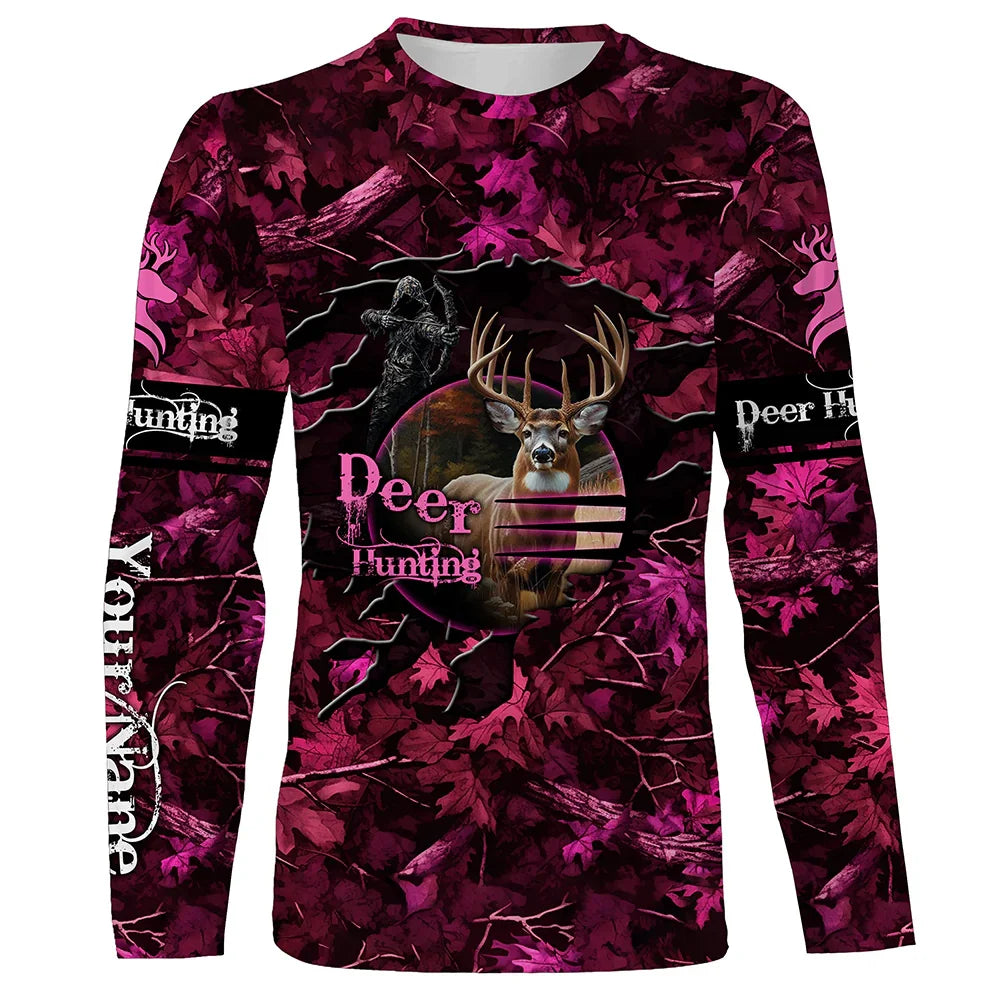 Men's 3D Wild Boar Camo Hunting T-Shirt – Long Sleeve Streetwear Tee