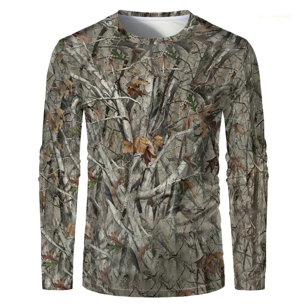Men's Forest Camo Hunting Long Sleeve T-Shirt – Oversized Quick-Dry Tee