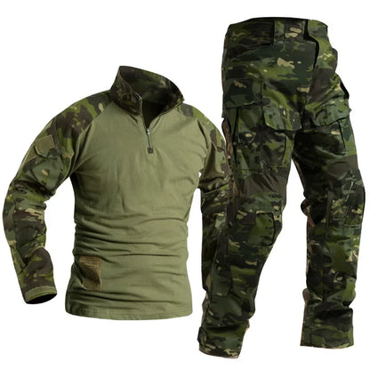 Camo Cargo Pants & Hiking Shirt Set – Cotton/Polyester, 4-Season, Sizes S–3XL