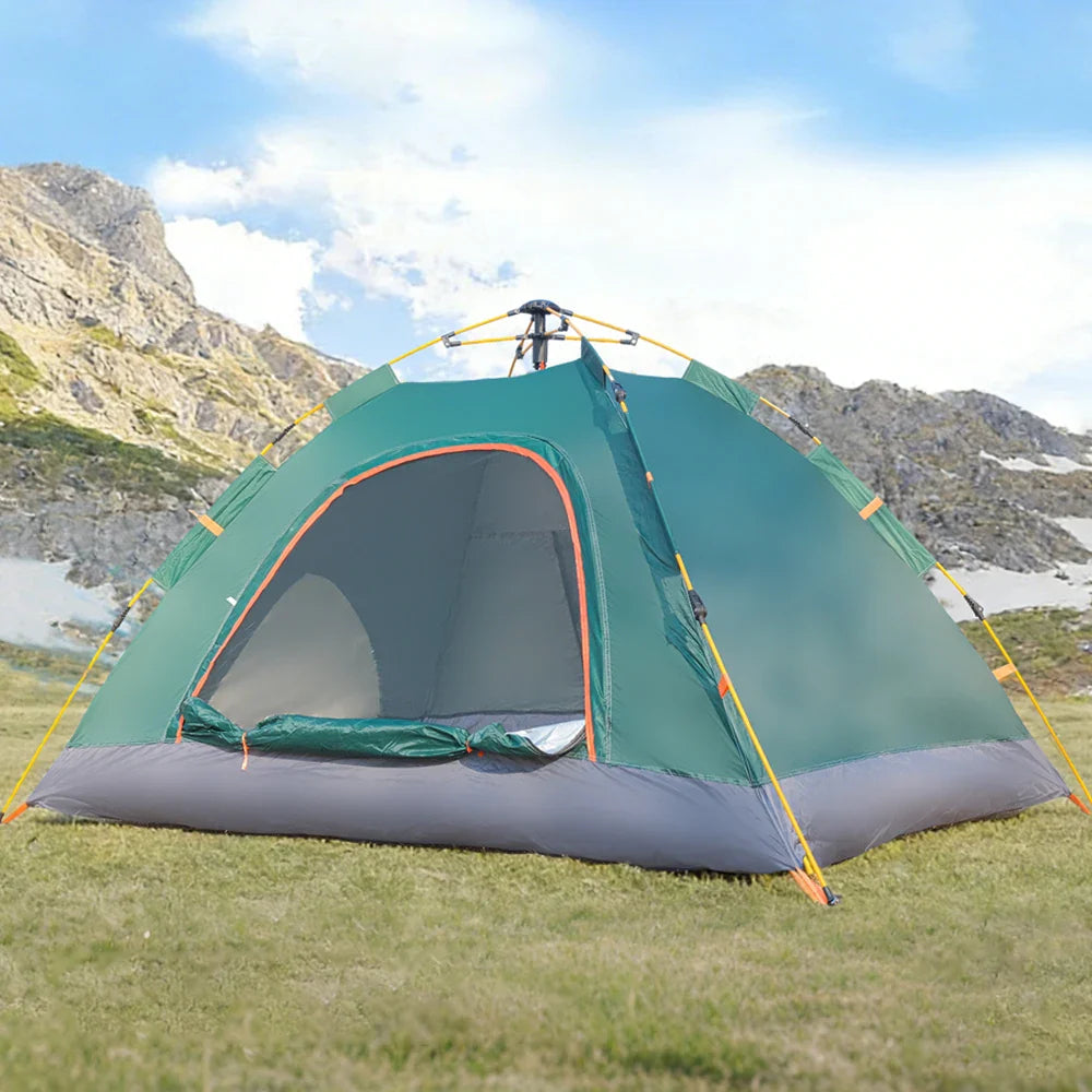 Waterproof Silver-Coated Fabric Tent with 1 Door 1 Window, High-Density B3 Mesh & Automatic Fiberglass Poles