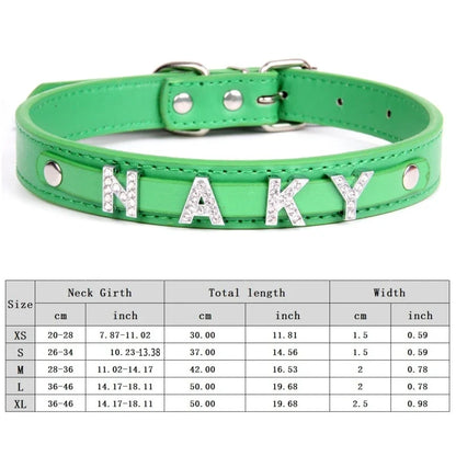 Personalized Dog Collar Bling Rhinestone DIY Names Puppy Cat Leather Collars Small Large Dog Necklace Free Name Pet Accessories