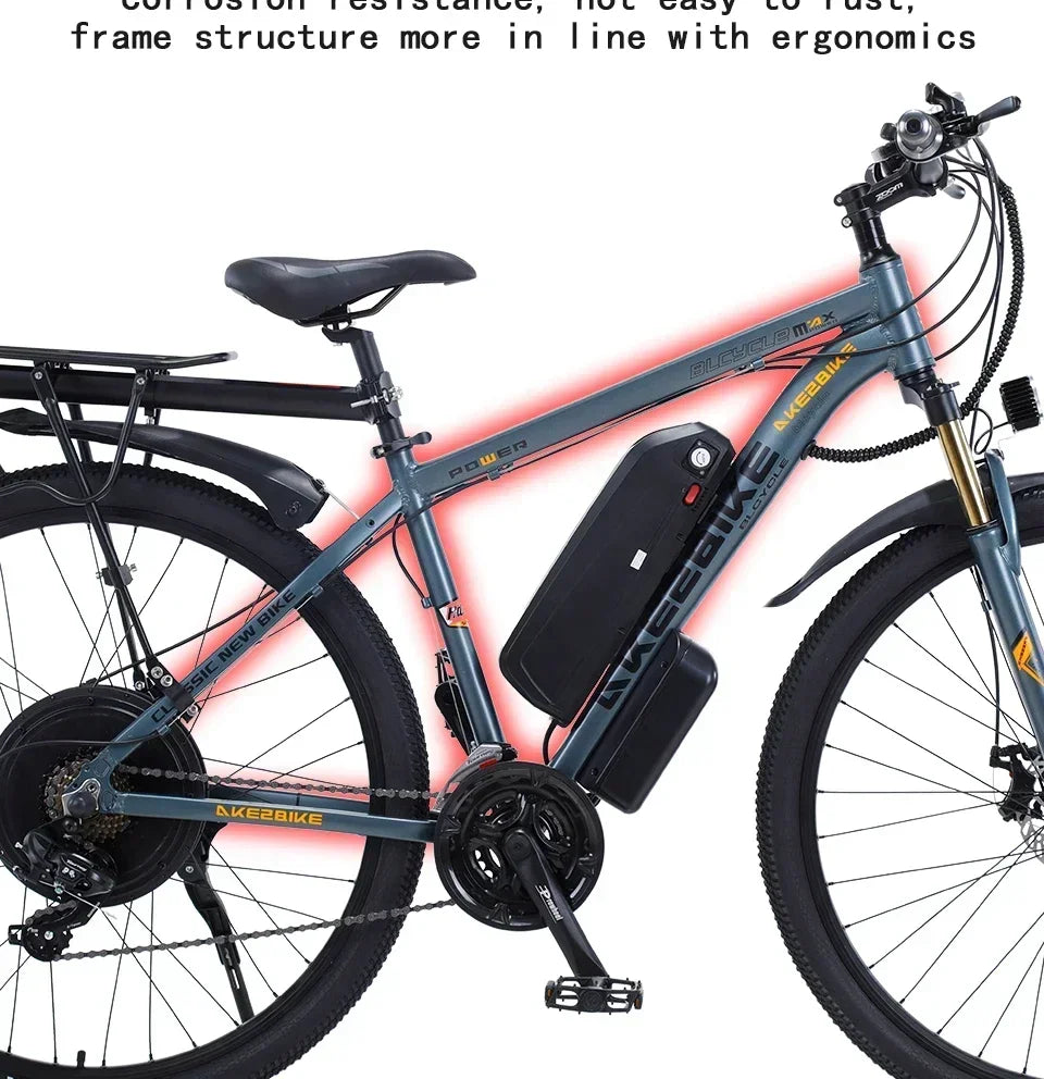 Ebike AKEZ 1000W CityElectricBike Detachable 13Ah Battery Electric Bike 60 Mile Range Dual Disc Brake Alloy Electric Bike