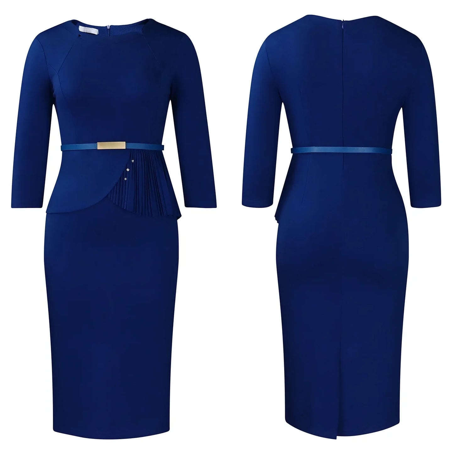 L-3XL Plus Size Elegant Midi Dress 2025 Spring Summer Women Office Lady Dress Casual 3/4 Sleeve Bandage Robe Oversize Dress