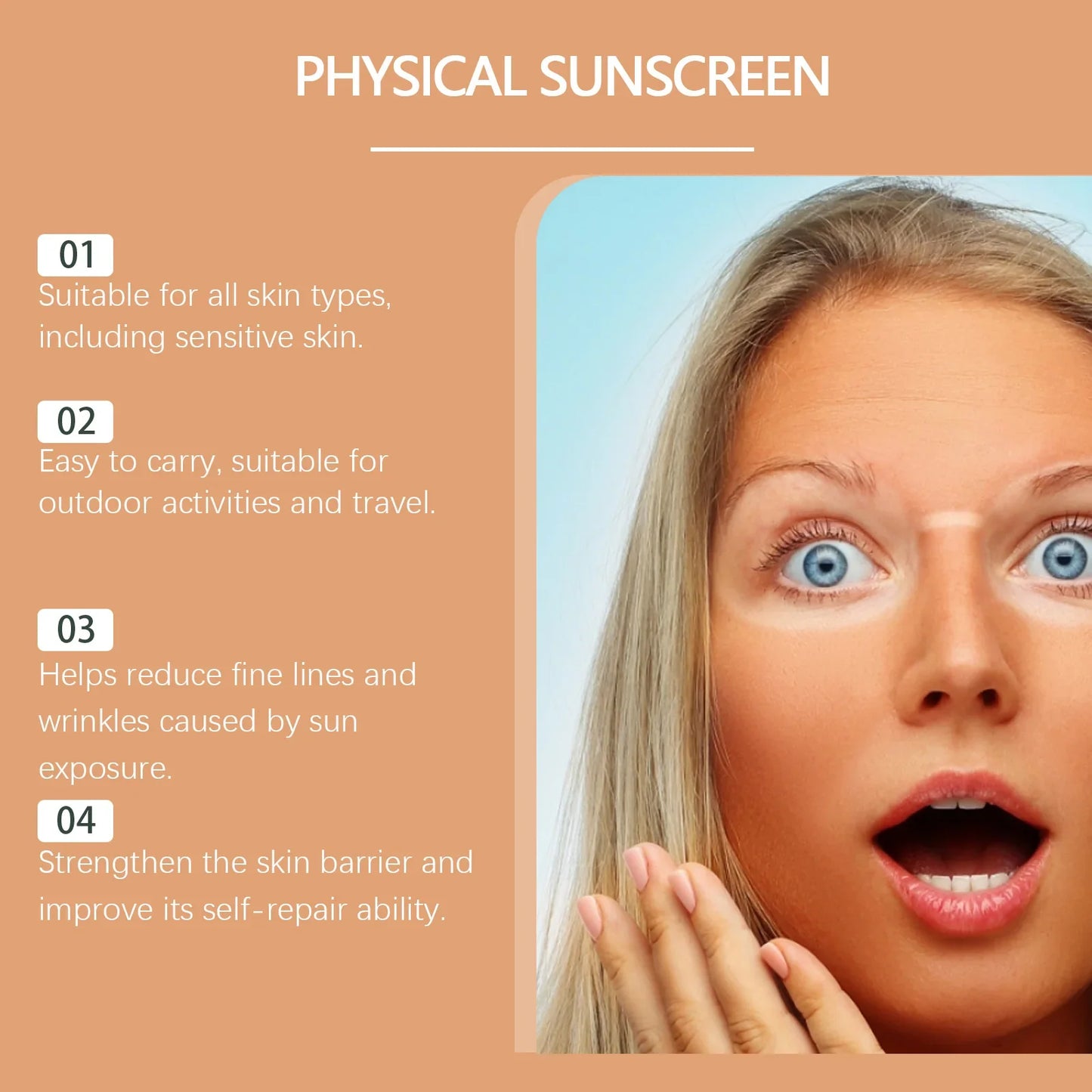 EELHOE 30g Vitamin E Sunscreen Long-lasting Moisturizing Anti-UV Anti-dry Skin SPF 50 Cream Maintains Elasticity Glow Skin Care