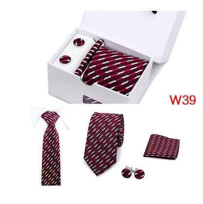 Mens Tie Set In A Box Paisley Ties For Men Gifts Luxury Necktie Pocket Square Cufflinks Wedding Business Formal Suit Tie