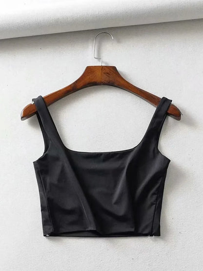 Hot Sale Summer Women Sexy Sleeveless Tops Fashion Short Square Collar Tank Tops 4 Colors