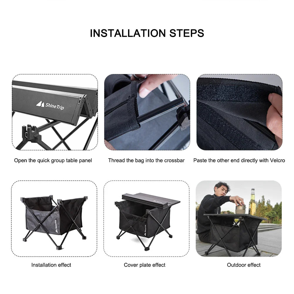 Camping Folding Table Under-Storage Bag – 600D Oxford, Waterproof, Foldable, Black