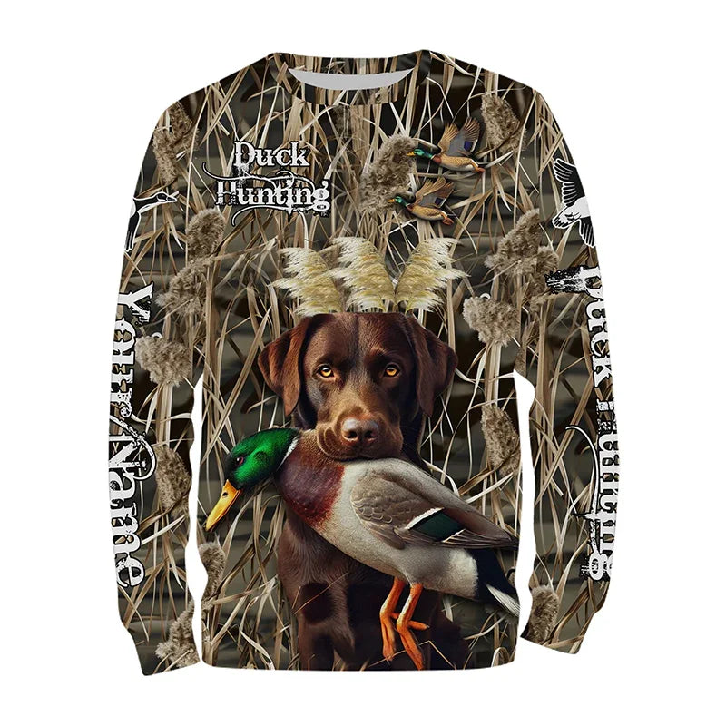 Men's 3D Wild Boar Camo Hunting T-Shirt – Long Sleeve Streetwear Tee