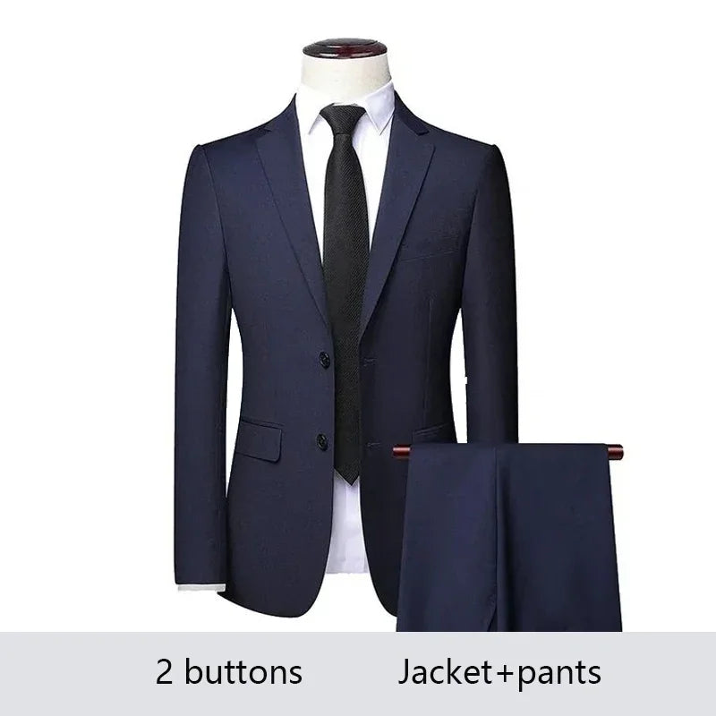 High Quality Men Suits 3 Pieces Elegant Blazer 2 Sets Luxury Wedding Business Vest Pants Coats 2023 Formal Jackets