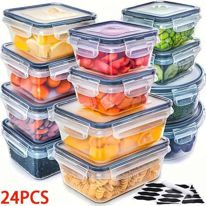 48-Piece BPA-Free Airtight Food Storage Set – 24 Containers & Lids with Labels