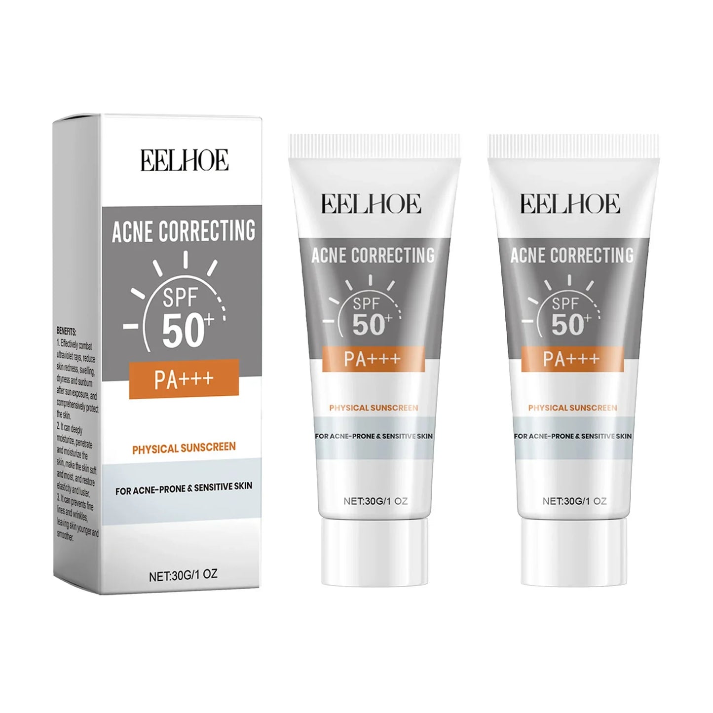 EELHOE 30g Vitamin E Sunscreen Long-lasting Moisturizing Anti-UV Anti-dry Skin SPF 50 Cream Maintains Elasticity Glow Skin Care