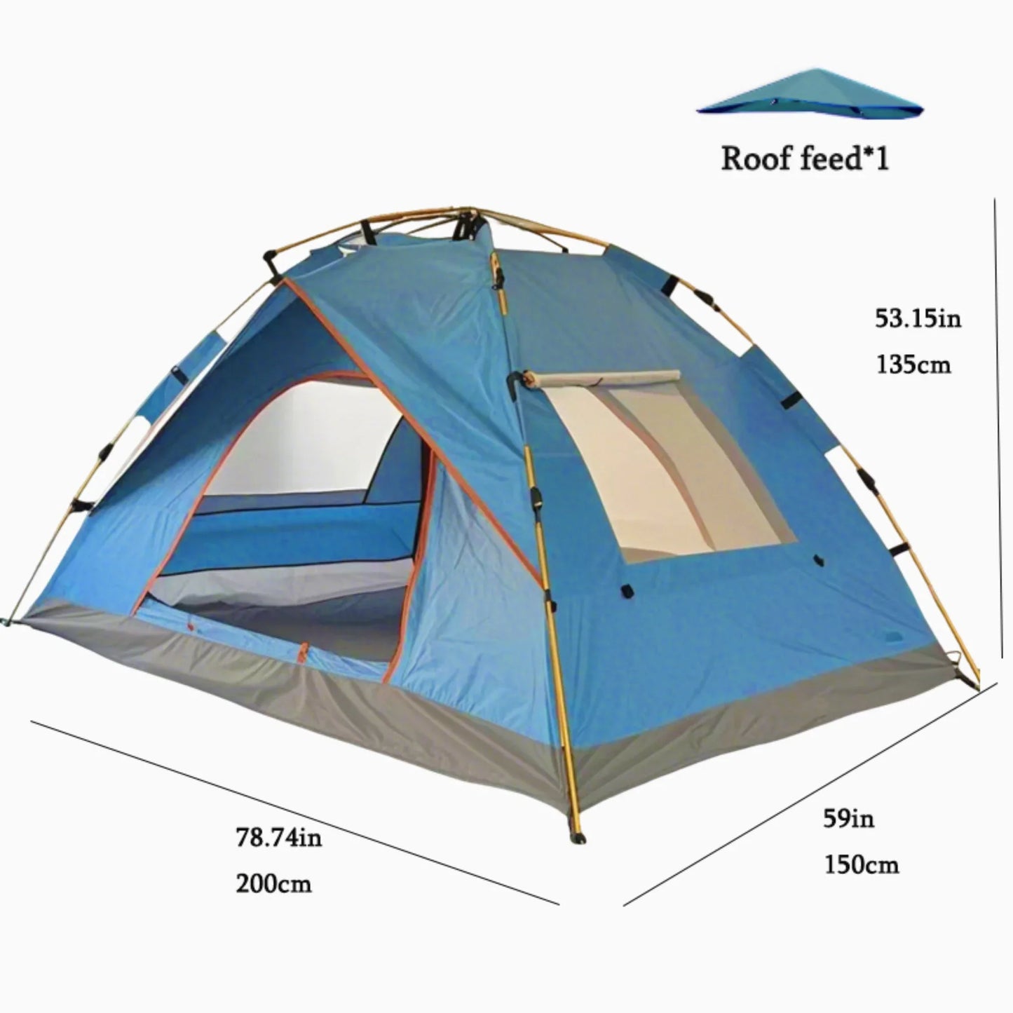 Extra-Large 3-4 Person Pop-Up Camping Tent – Triple-Layer, Mesh Screen, Aluminum Poles