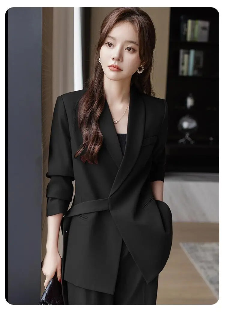 plus Size Wide Leg Pants Two Piece Set Big Brand Women's Spring Autumn New Sle Jaet And Pants Suit for Young Women 8-25