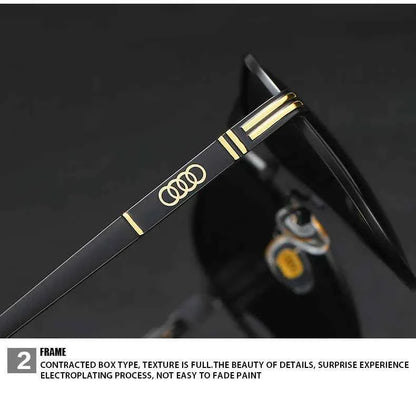 Audi UV400 Polarized AntiGlare Retro Flight Sunglasses Glasses for Motorcycle Classic FrogEye Outdoor Glasses Men Women 558