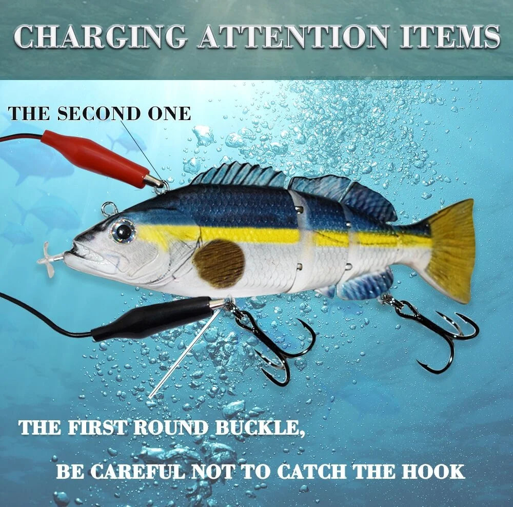 USB Rechargeable Electric Swimbait Lure – 4-Segment Auto Swimming, 13cm, 7 Colors