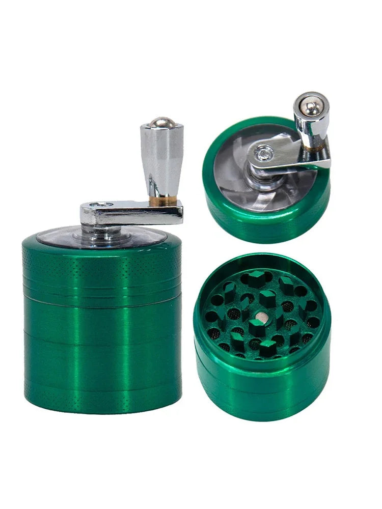 4-Layer Herb & Spice Grinder – 40mm Zinc Alloy Manual Hand Crank Mill