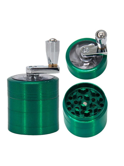 4-Layer Herb & Spice Grinder – 40mm Zinc Alloy Manual Hand Crank Mill