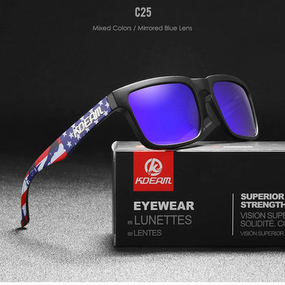 KDEAM Square Men's Polarized Sunglasses Outdoors Lifestyle Coating Sun Glasses New Matching Colors With Box