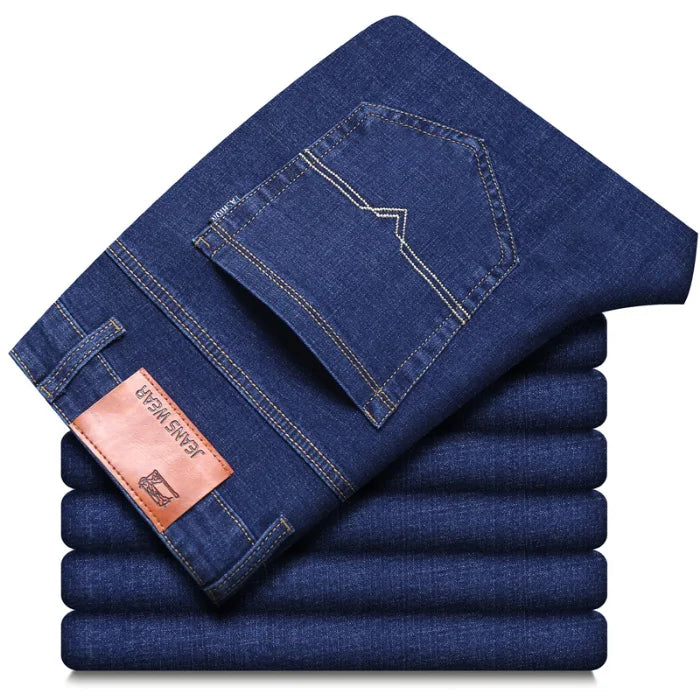 2024 NEW Men's Classic Style Casual Stretch Slim Jean Pants Male Brand Denim Trousers Black Blue Fashion Business Jeans