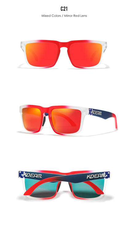 KDEAM Square Men's Polarized Sunglasses Outdoors Lifestyle Coating Sun Glasses New Matching Colors With Box