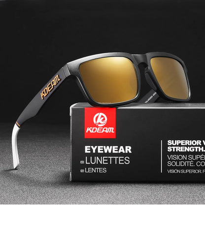 KDEAM Square Men's Polarized Sunglasses Outdoors Lifestyle Coating Sun Glasses New Matching Colors With Box