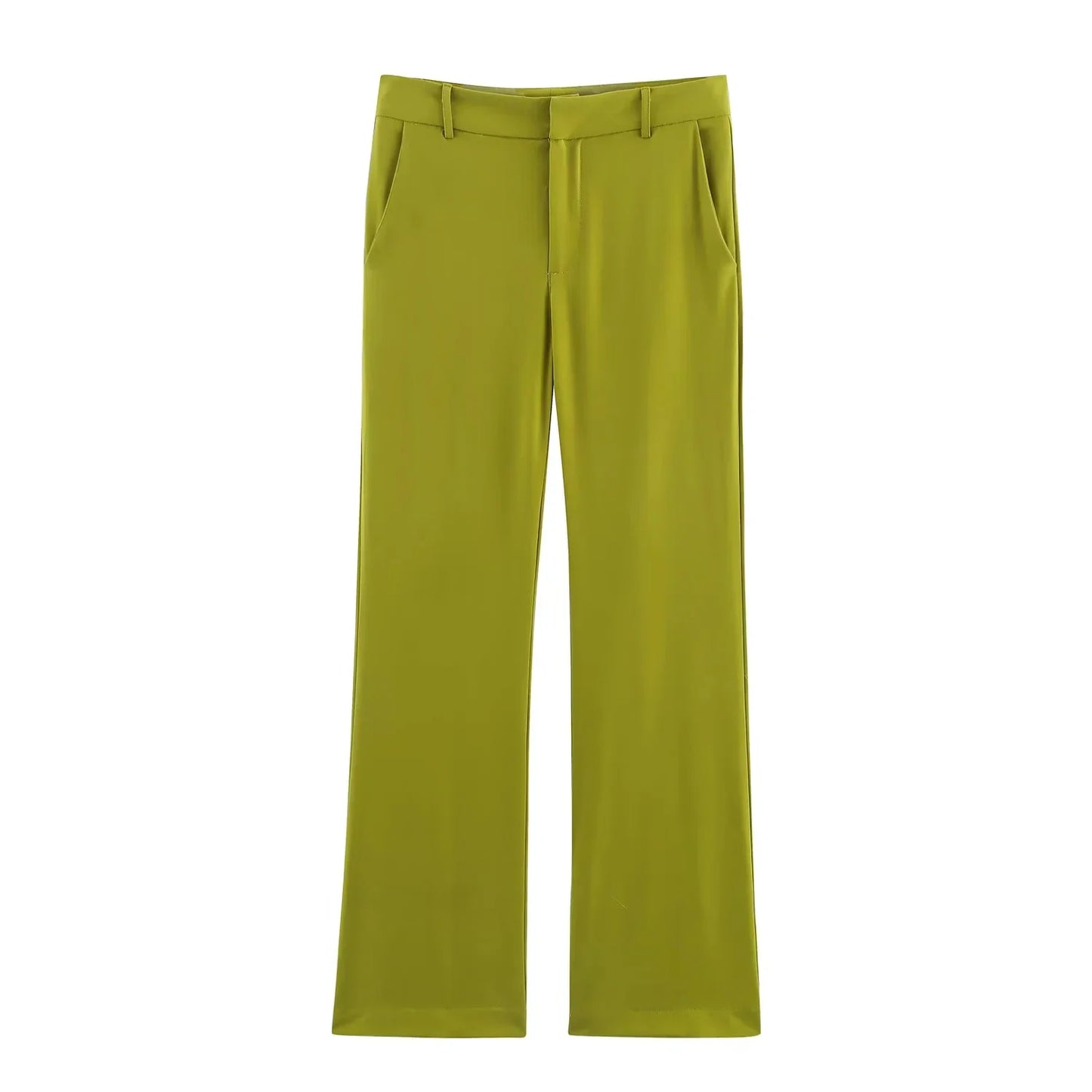 KONDALA 2025 Fall Winter Elegant Green Office Lady Suits Fashion Sashes Shrug Single Breasted Straight Blazers Chic Flare Pants
