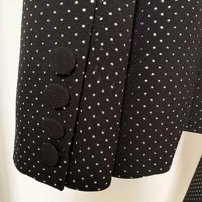 HIGH QUALITY New Fashion 2026 Designer Blazer Suit Set Women's Single Button Diamonds Beaded Camis Blazer Pants Suit 3pcs Set