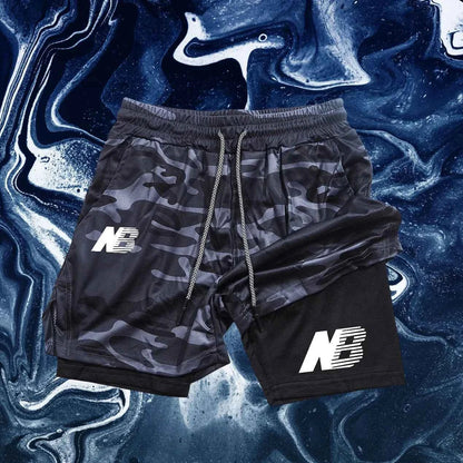 Men's Fashion Sports Shorts Four Seasons Running Sportswear Tight Double Layer 2-in-1 Sports Shorts