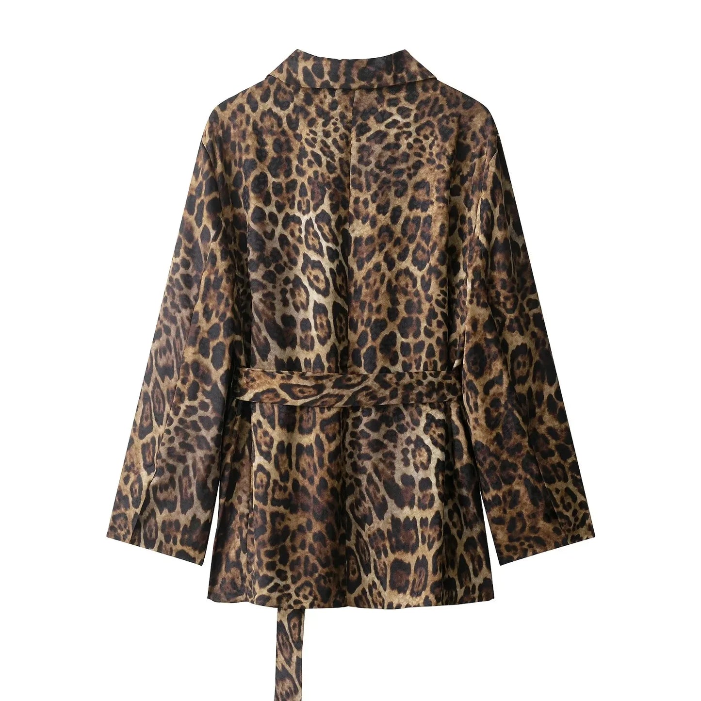 KONDALA Vintage Leopard Print Women Suits V Neck Sashes Long Sleeve Oversized Blazer+Wide Leg Pants Fashion 2025 Autumn Suits