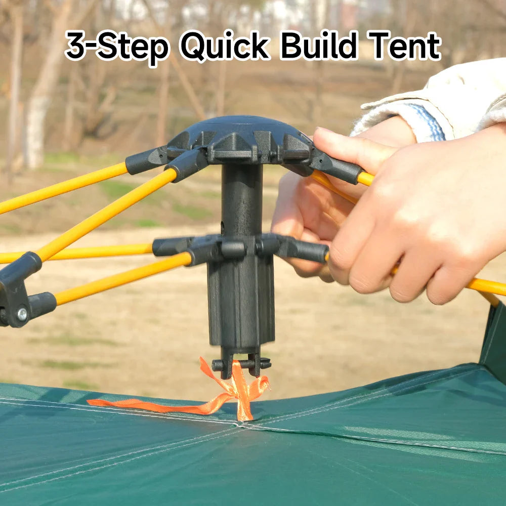 Waterproof Silver-Coated Fabric Tent with 1 Door 1 Window, High-Density B3 Mesh & Automatic Fiberglass Poles