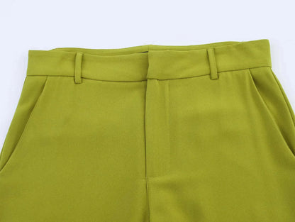 KONDALA 2025 Fall Winter Elegant Green Office Lady Suits Fashion Sashes Shrug Single Breasted Straight Blazers Chic Flare Pants