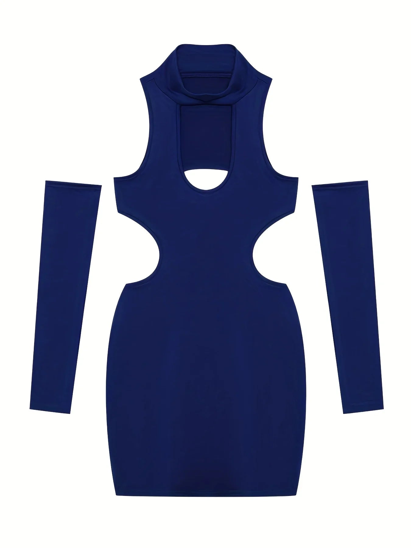Spring and Summer New Style Dress Europe and the United States Sexy Solid Color Hollow Neck Tight Hip Dress