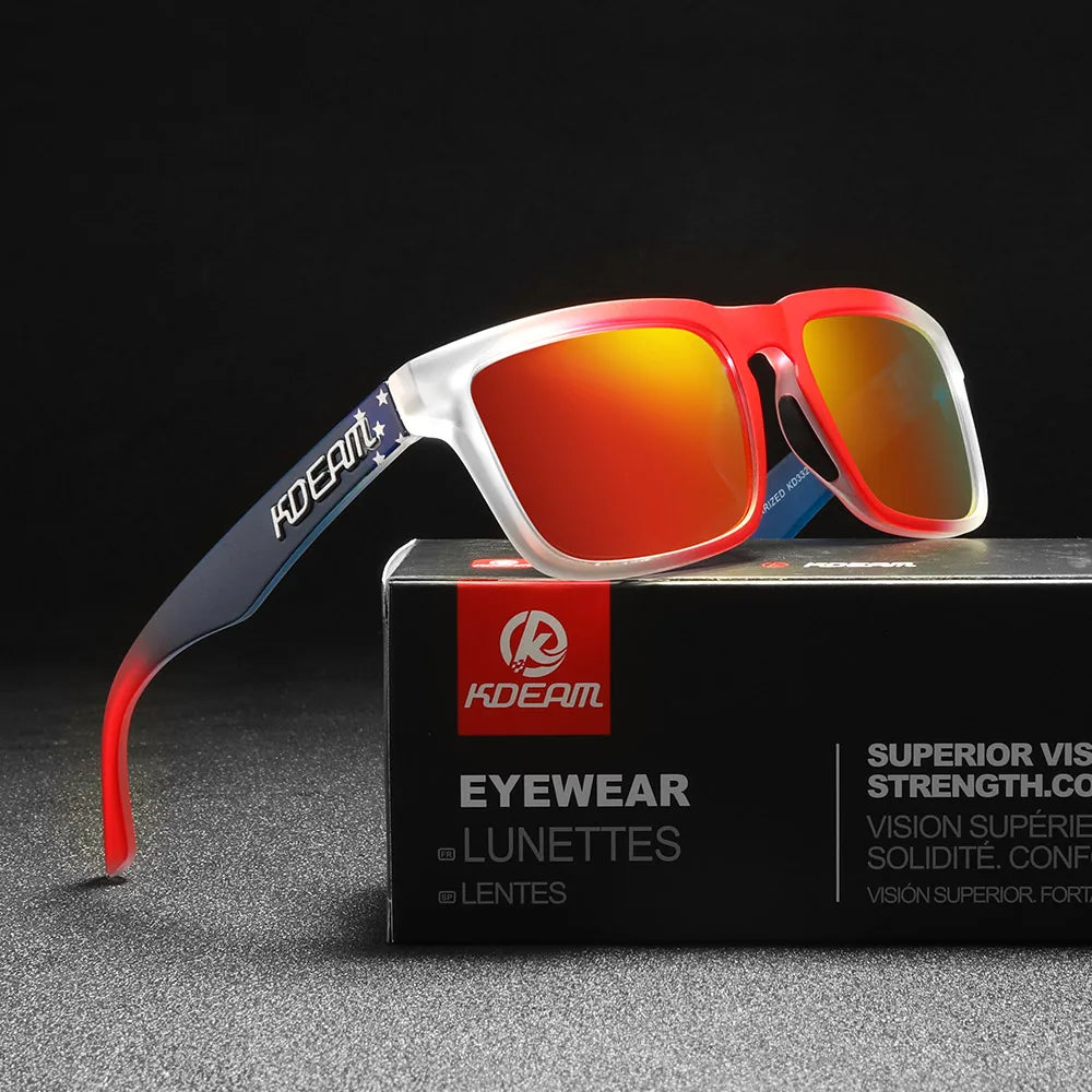 KDEAM Square Men's Polarized Sunglasses Outdoors Lifestyle Coating Sun Glasses New Matching Colors With Box