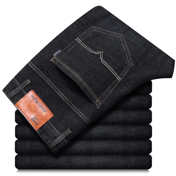 New Men Comfortable Soft Business Fashion Straight Casual Denim Trousers Male Brand Clothing Light Luxury Stretch Slim Fit Pants