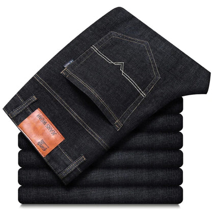 New Men Comfortable Soft Business Fashion Straight Casual Denim Trousers Male Brand Clothing Light Luxury Stretch Slim Fit Pants