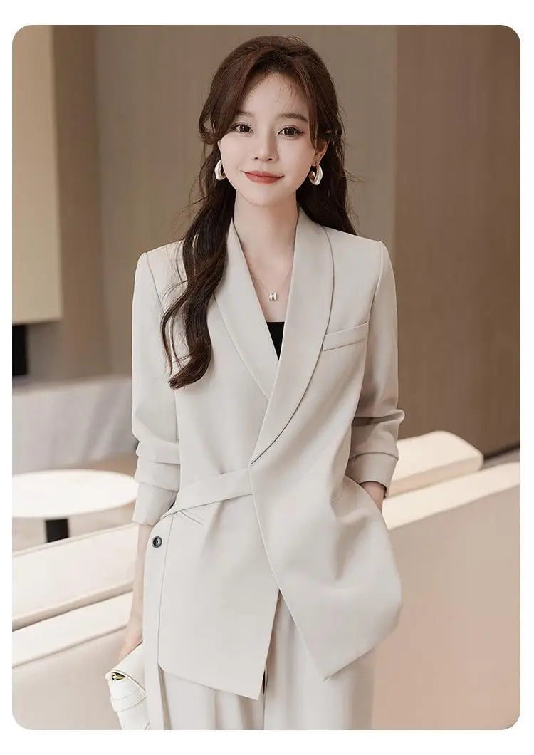 plus Size Wide Leg Pants Two Piece Set Big Brand Women's Spring Autumn New Sle Jaet And Pants Suit for Young Women 8-25