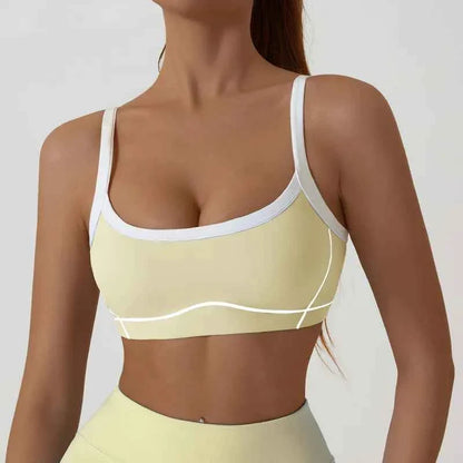 Women's Shock-Absorbing Sports Bra – Color Block Full Cup Breathable Gym & Yoga Tube Top
