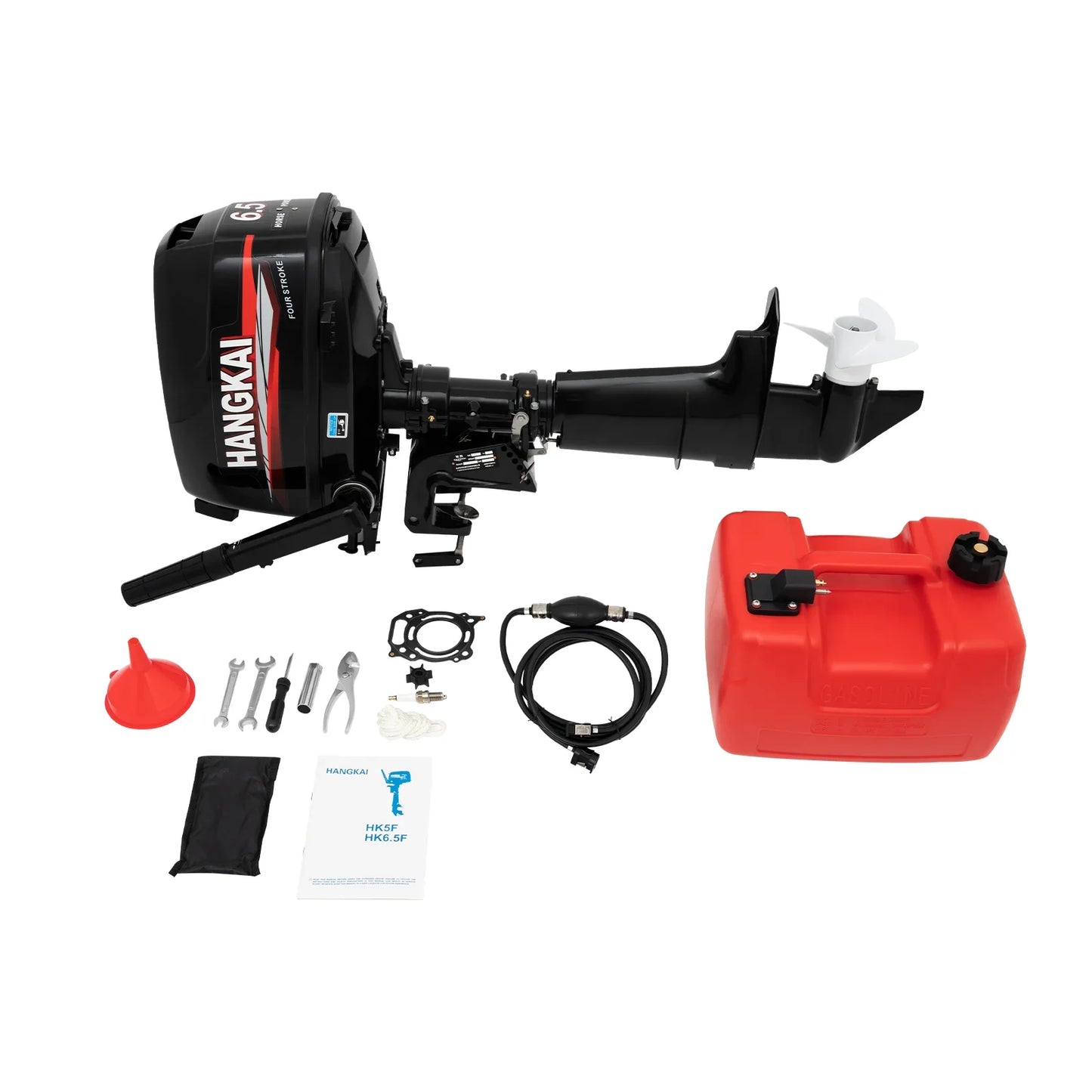 4-Stroke 6.5HP Outboard Motor 123CC, Gasoline Engine with with CDI Ignition & Water-cooling System for Inflatable Fishing Boat